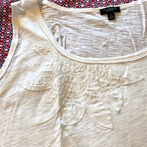 Talbots White Tank Top with Embroidered Design